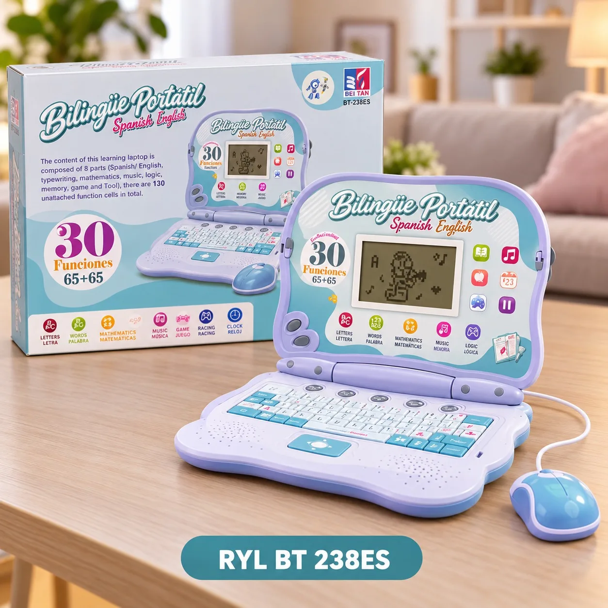 JUGUETE COMPUTADOR INFANTIL DE 130 FUNCIONES BILINGUE BT 238ES, imagen 1