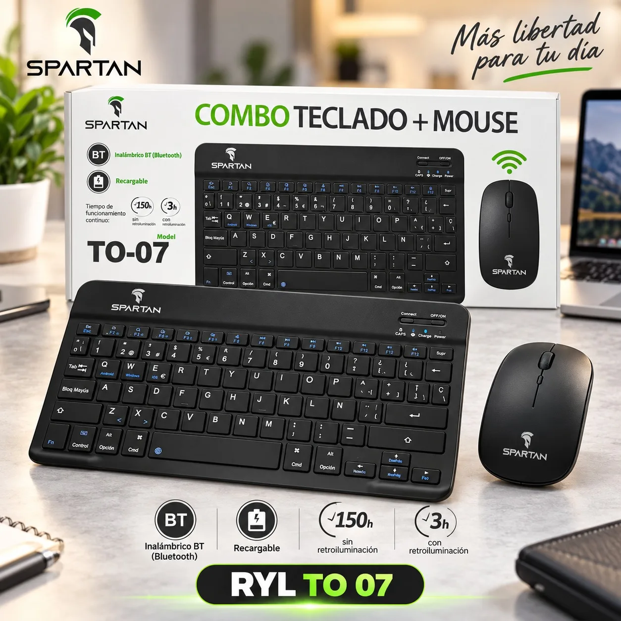 COMBO TECLADO CON MOUSE INALÁMBRICO SPARTAN TO 07