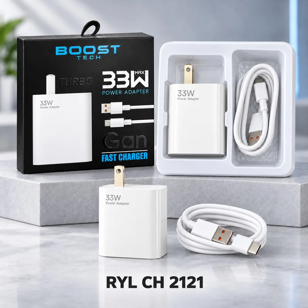 CARGADOR CARGA RAPIDA 33W TIPO C BOOST TECH CH 2121