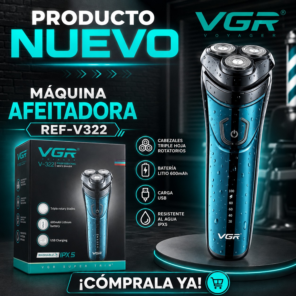  MAQUINA AFEITADORA REF. V-322 VGR