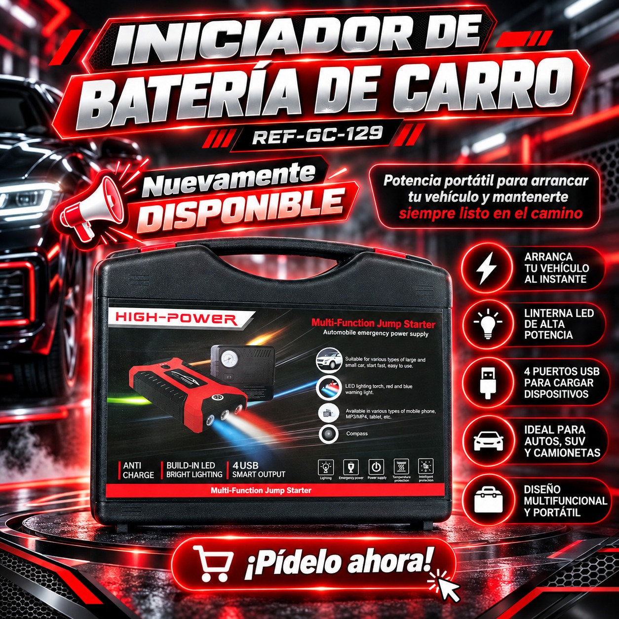 INICIADOR DE BATERIA DE CARRO REF-1441, imagen 1