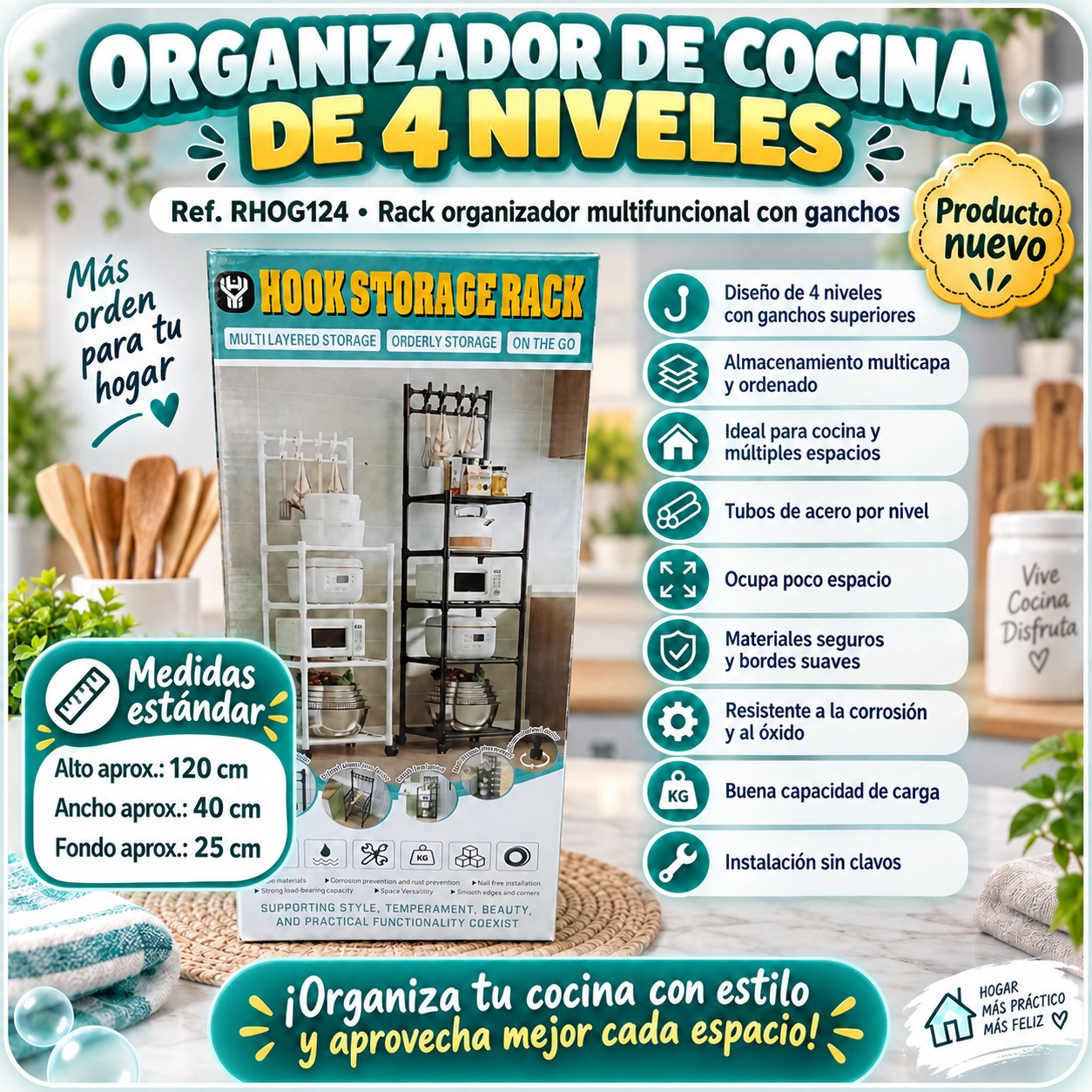 ORGANIZADOR DE COCINA DE 4 NIVELES REF-RHOG124 , imagen 1