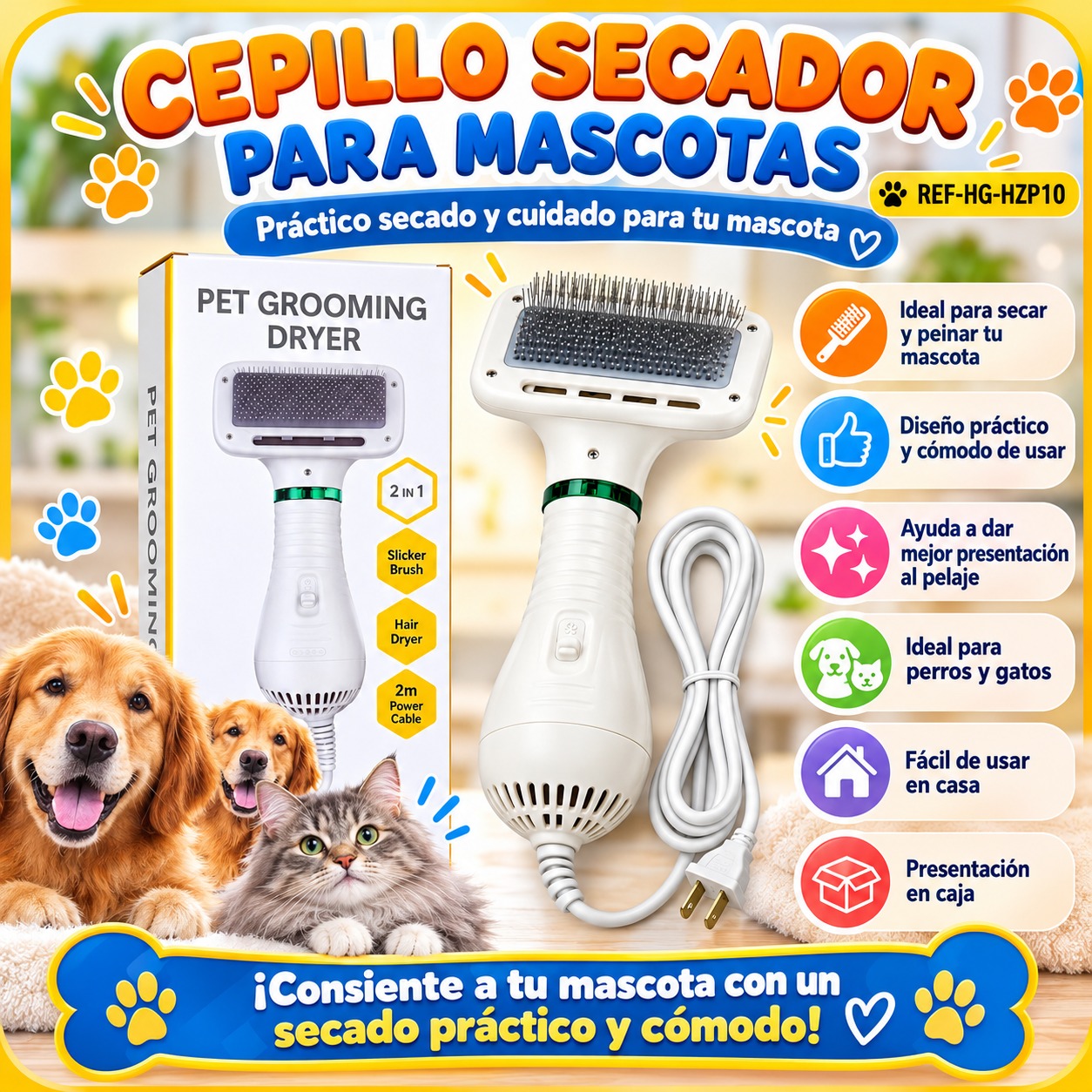 CEPILLO SECADOR PARA MASCOTAS REF-HG-HZP10, imagen 1