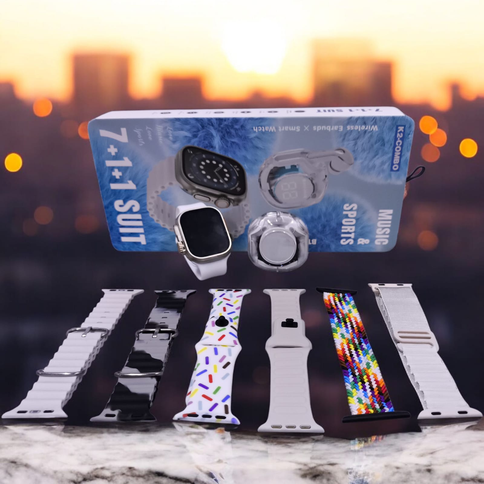 COMBO K2 DE AUDIFONOS+ RELOJ Y 7 MANILLAS , imagen 1