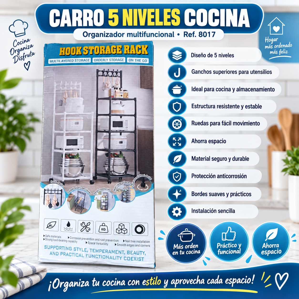 CARRO 5 NIVELES PARA COCINA REF-8017, imagen 1