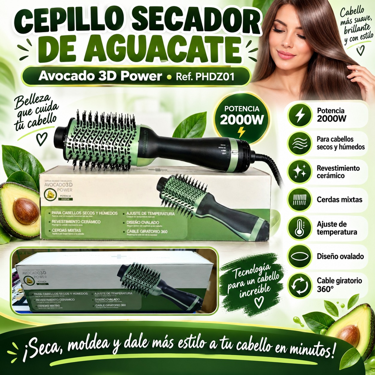 CEPILLO SECADOR DE AGUACATE PHDZ01