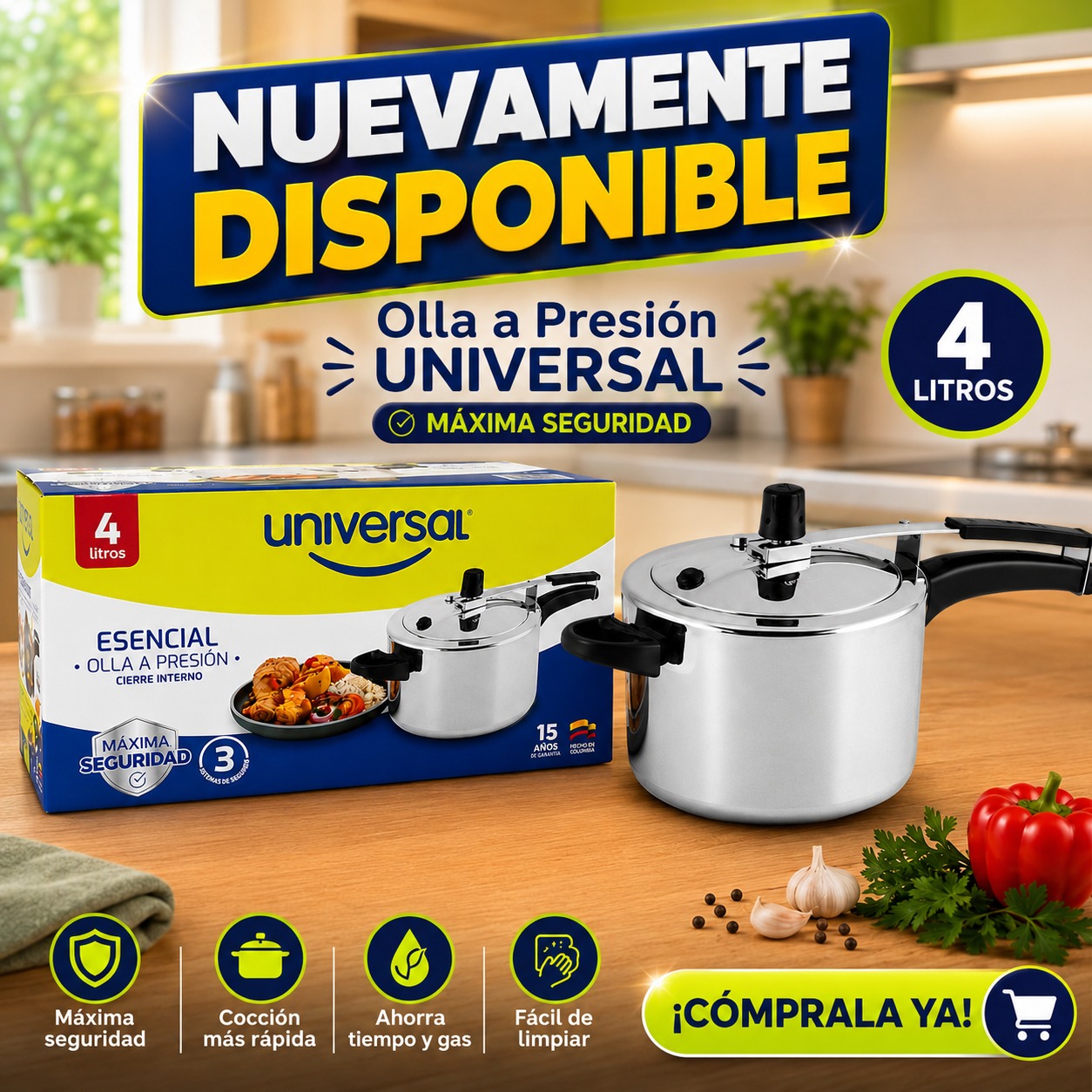 Olla a Presión Universal 4 Litros, imagen 1