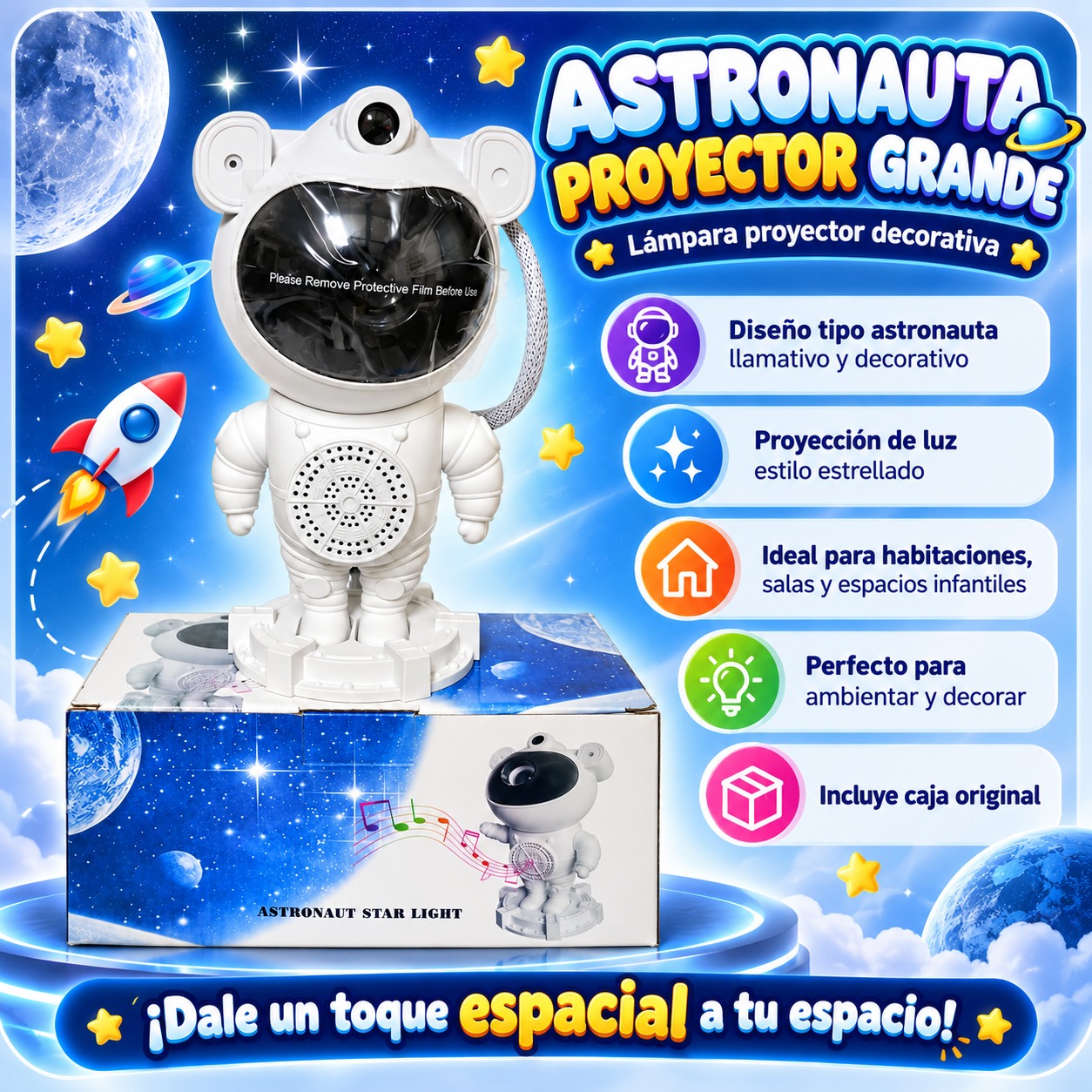 ASTRONAUTA PROYECTOR CON BLUETOOTH GRANDE EO 371 RYL020