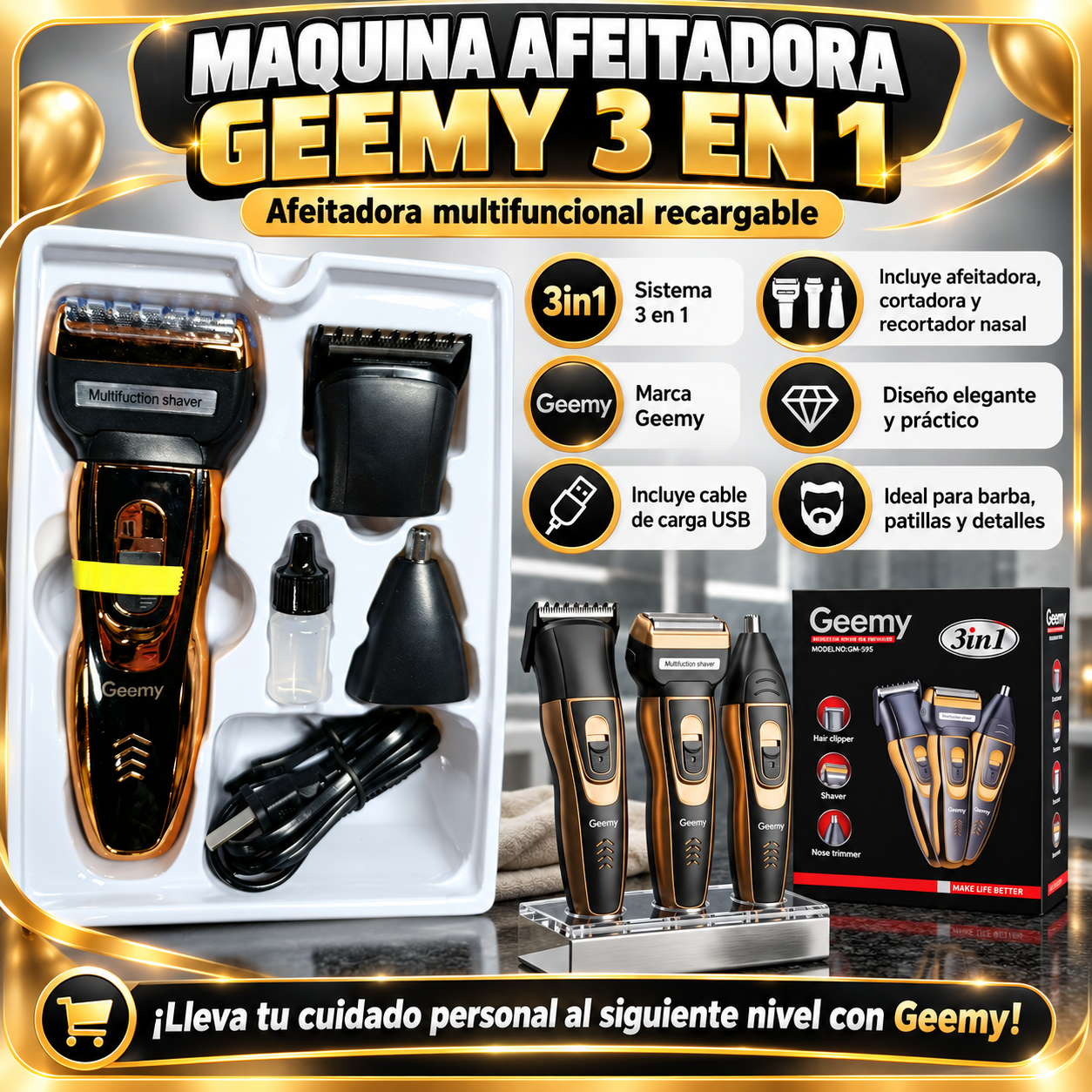 MAQUINA GEEMY 3 EN 1 GM 595, imagen 1