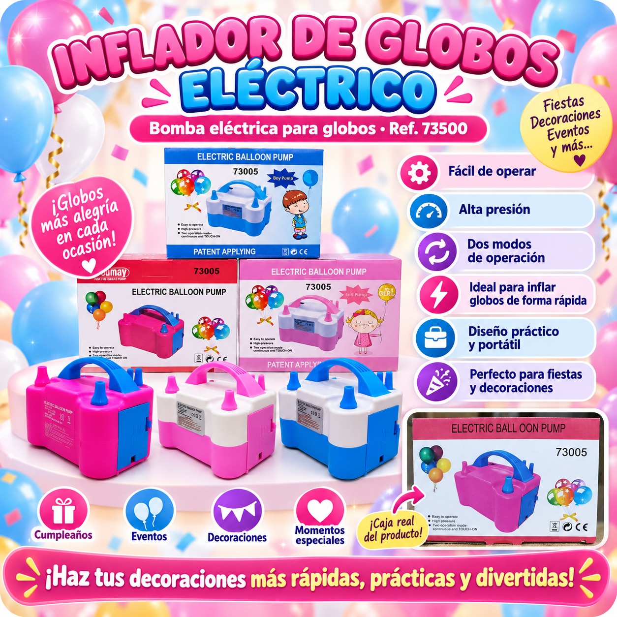 INFLADOR DE GLOBOS ELECTRICO 73500, imagen 1