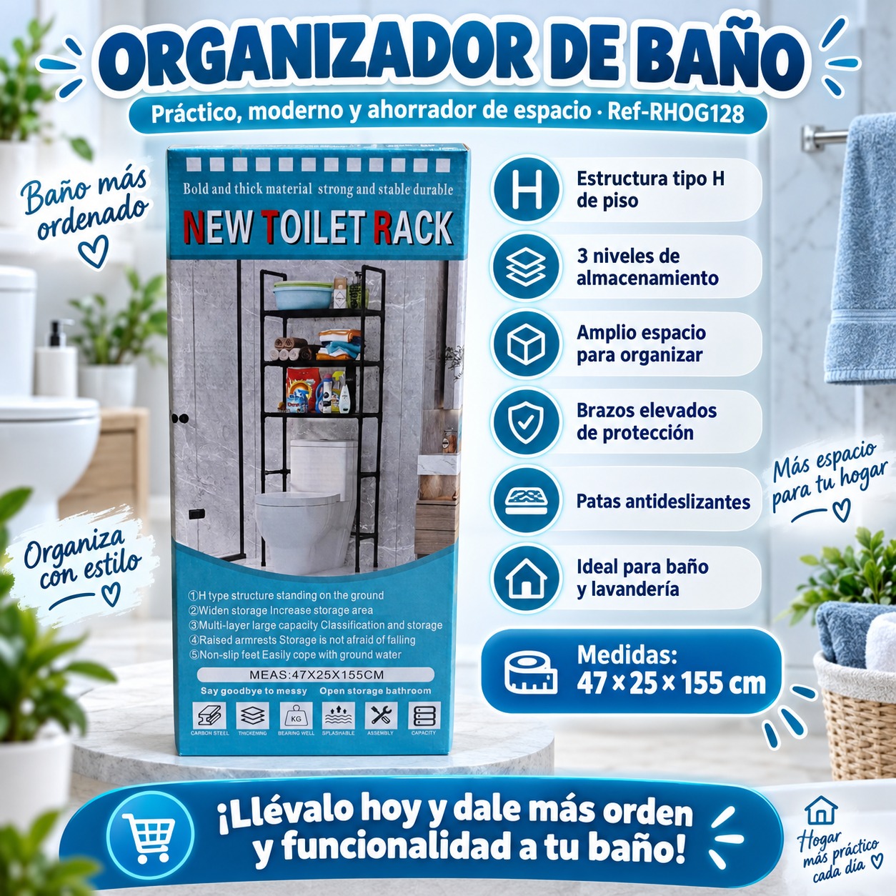 ORGANIZADOR DE BAÑO INODORO RHOG128 YH6608, imagen 1