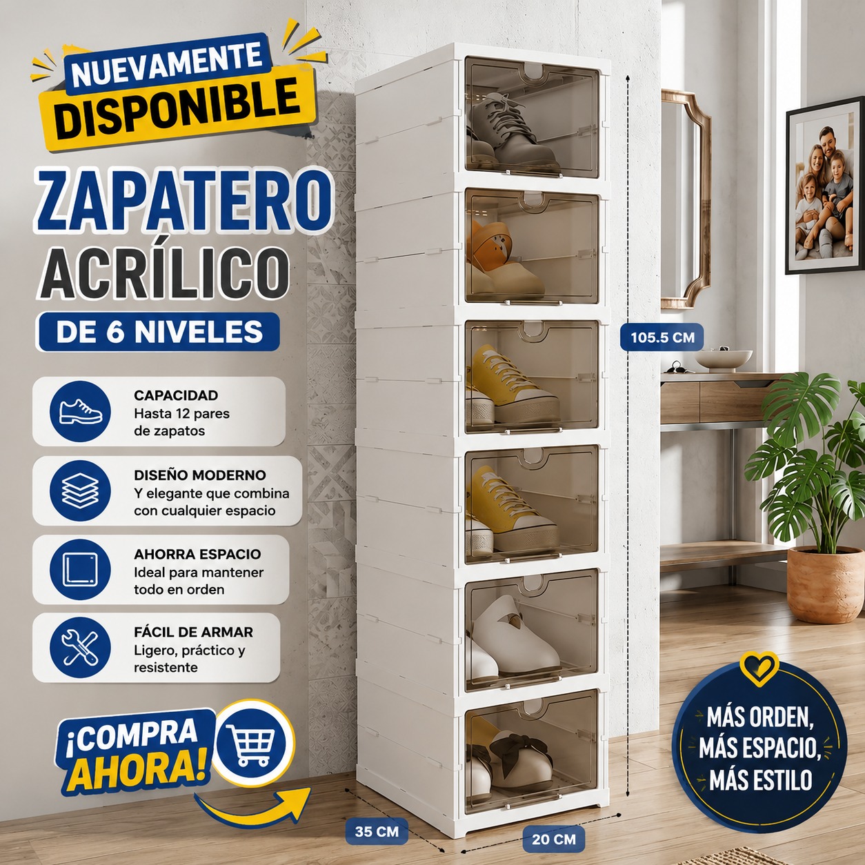 ZAPATERO ACRILICO DE 6 NIVELES, imagen 1