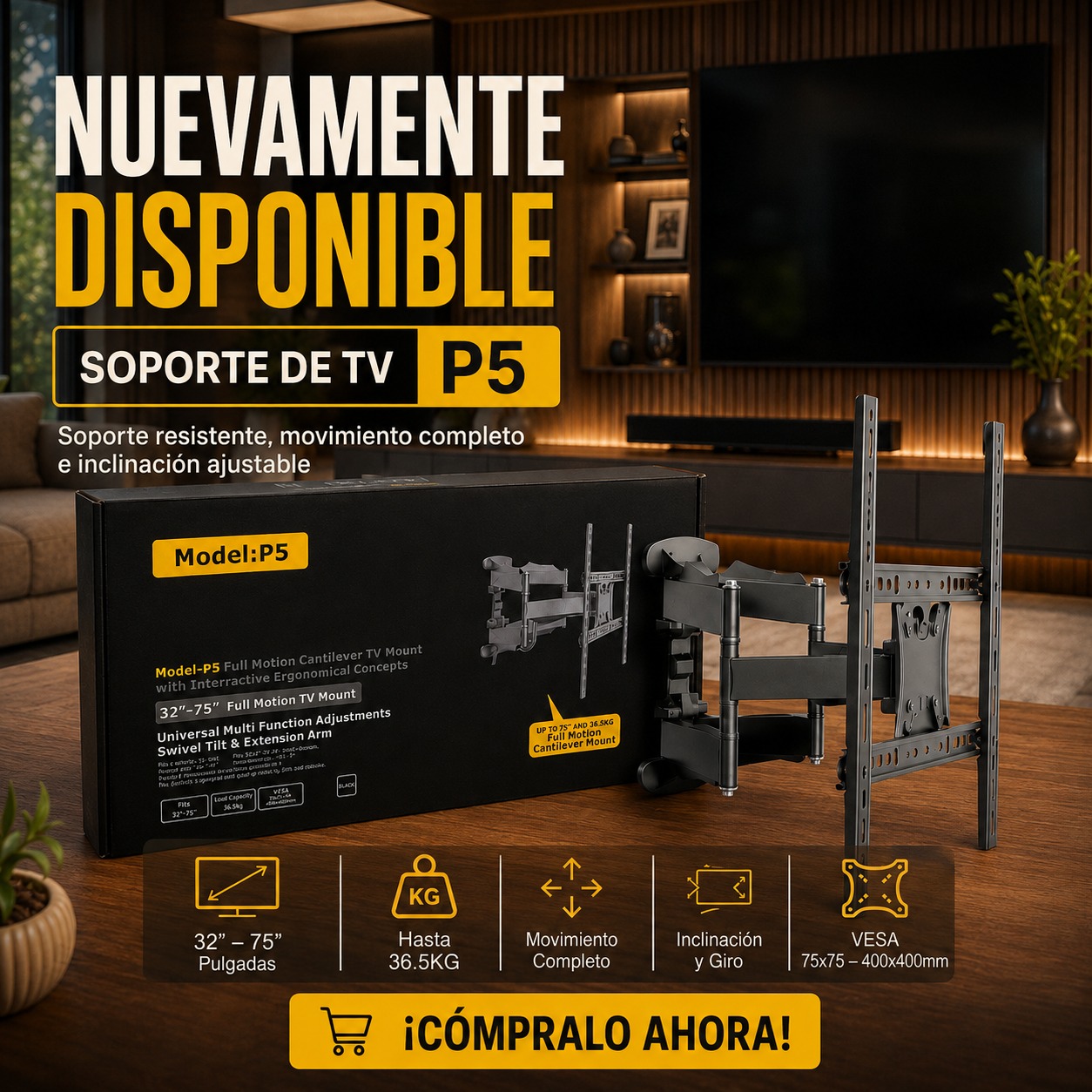SOPORTE DE TV CAJA NEGRA MODEL P5 , imagen 1