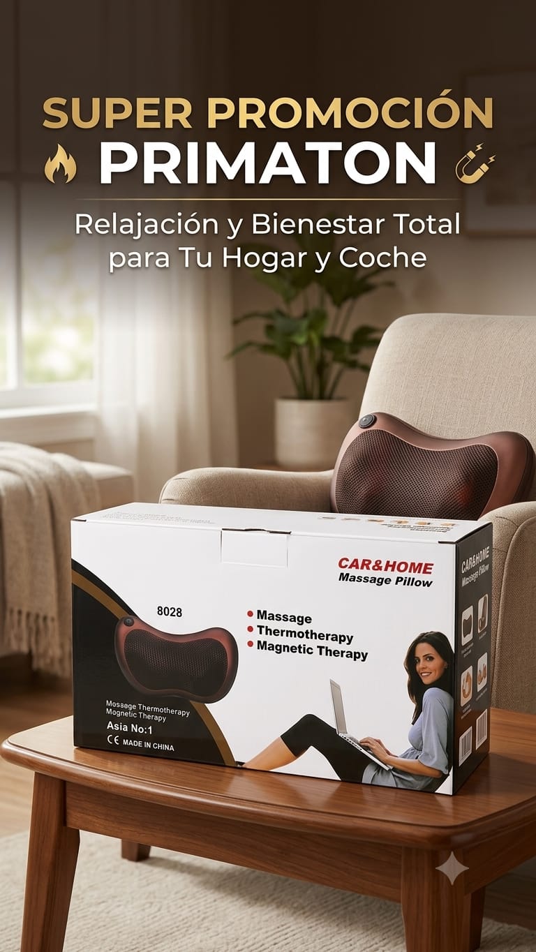Masajeador de Cuello y Espalda para Carro y Hogar (Massage Pillow), imagen 1