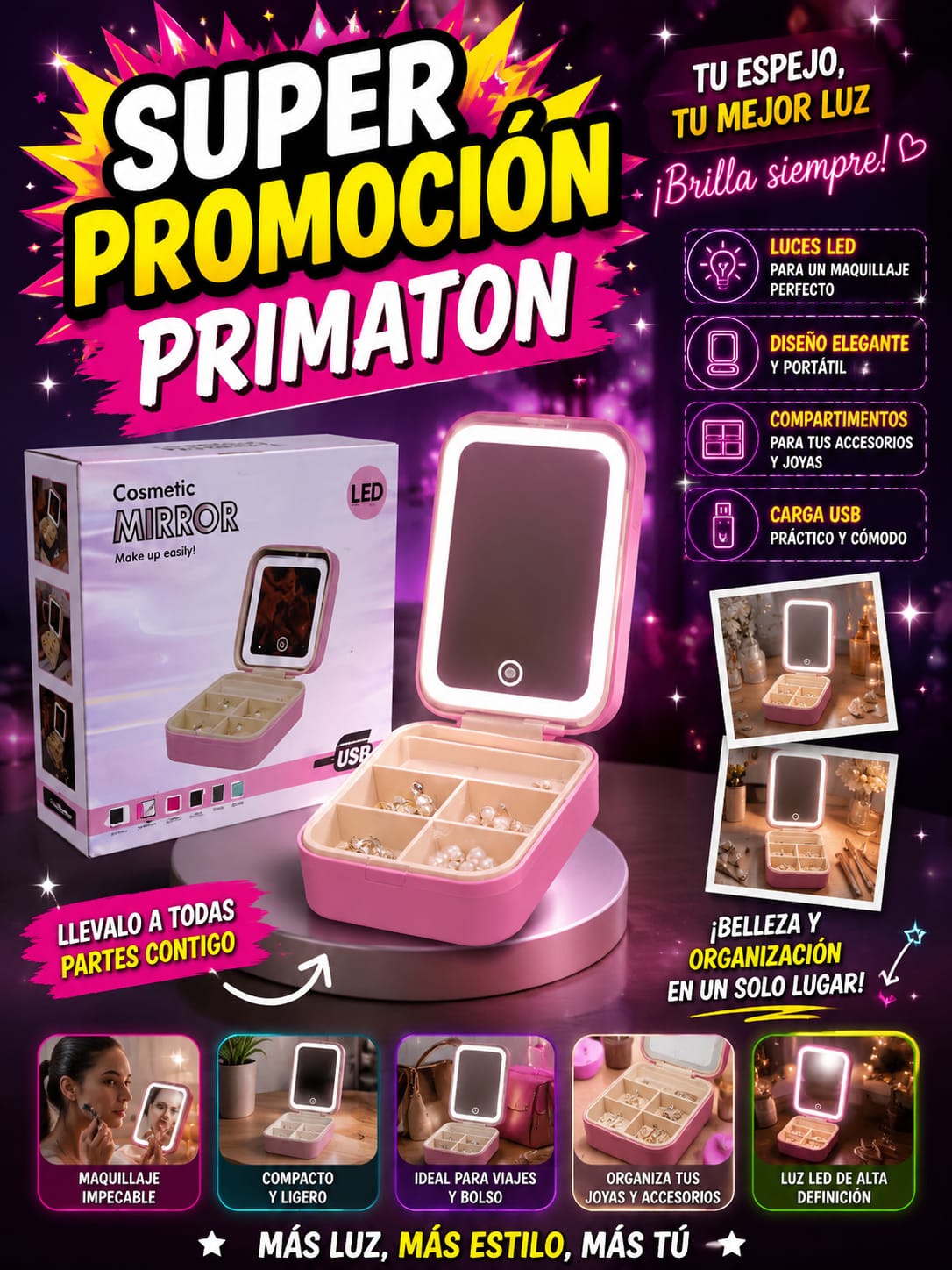 Mini joyero LED con Organizador, imagen 1