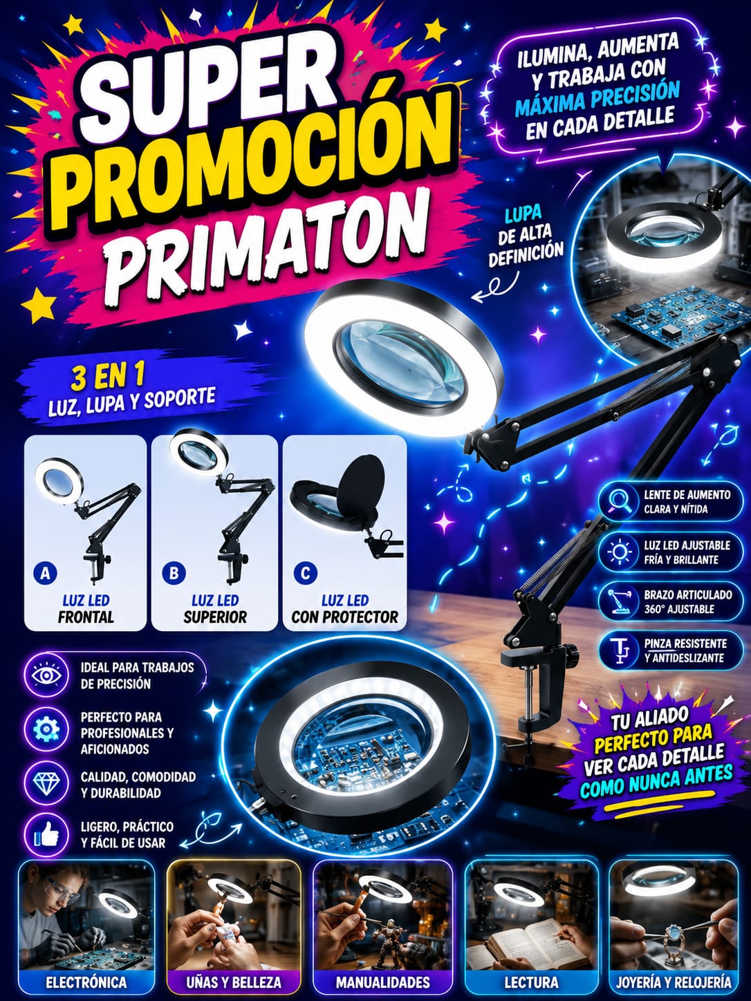 Lámpara LED con Lupa de Escritorio, imagen 1