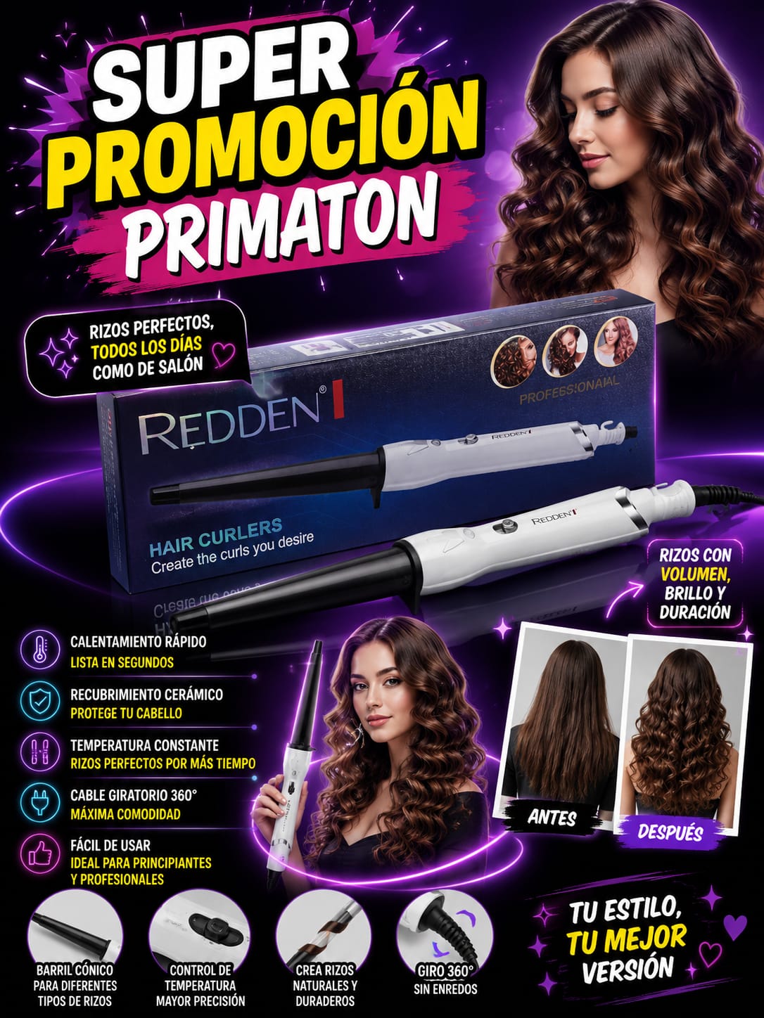 Rizador de Cabello Redden Profesional, imagen 1