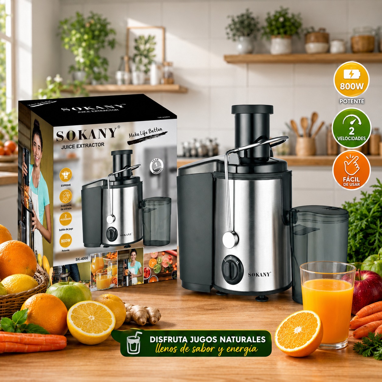 EXTRACTOR DE JUGO SOKANY 500W SK JB 175, imagen 1
