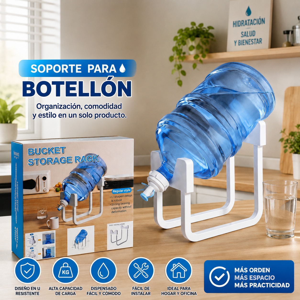SOPORTE PARA BOTELLÓN CON TAPA 28×28×3 CM, imagen 1