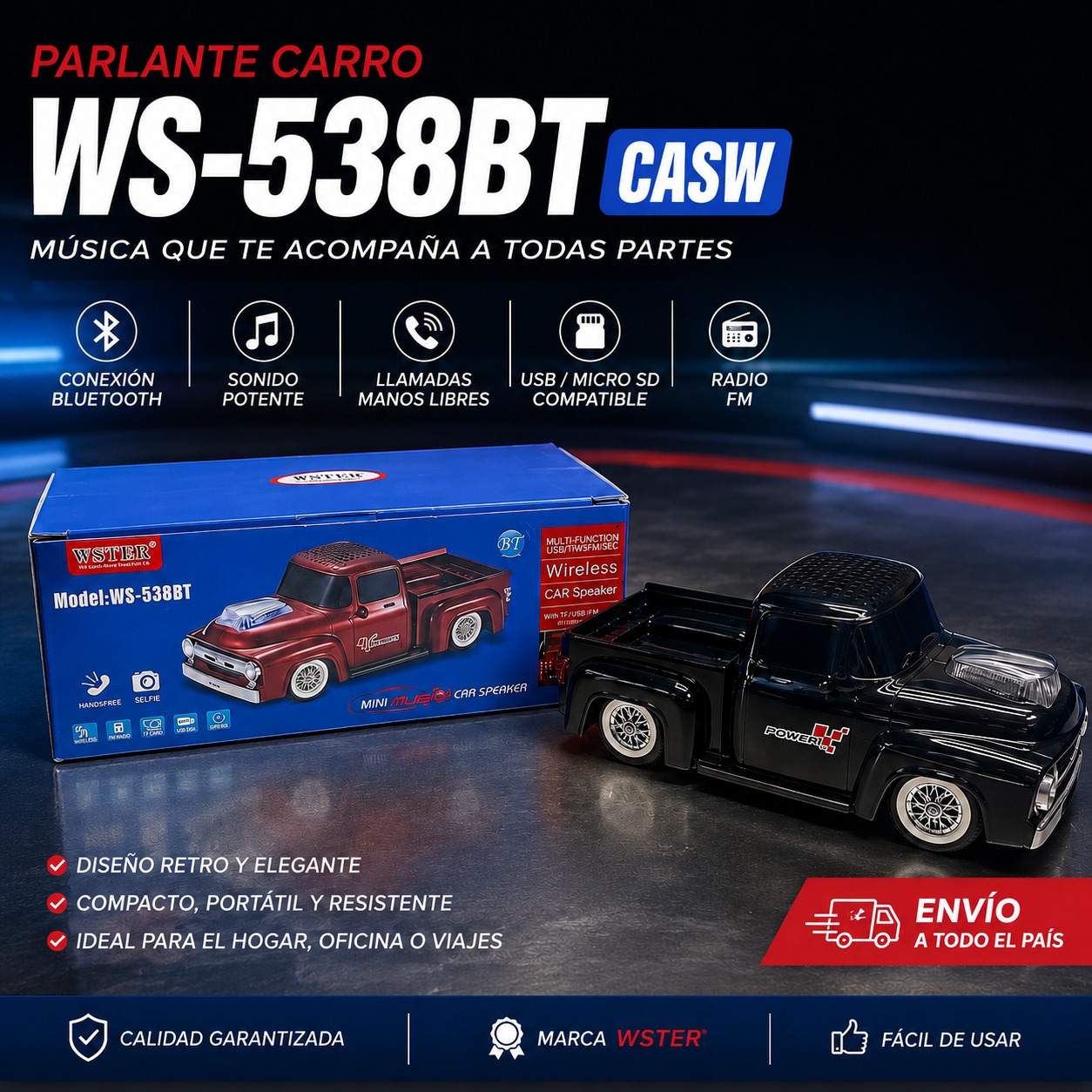 PARLANTE CARRO WS-538BT CASW, imagen 1