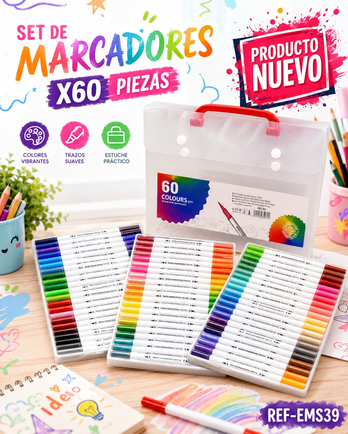 SET DE MARCADORES X60 PIEZAS REF-EMS39, imagen 1