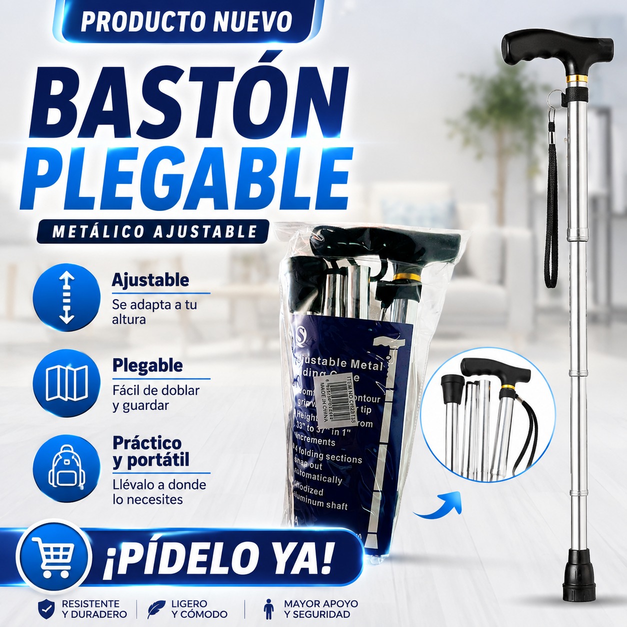 BASTÓN PLEGABLE METALICO CH26133