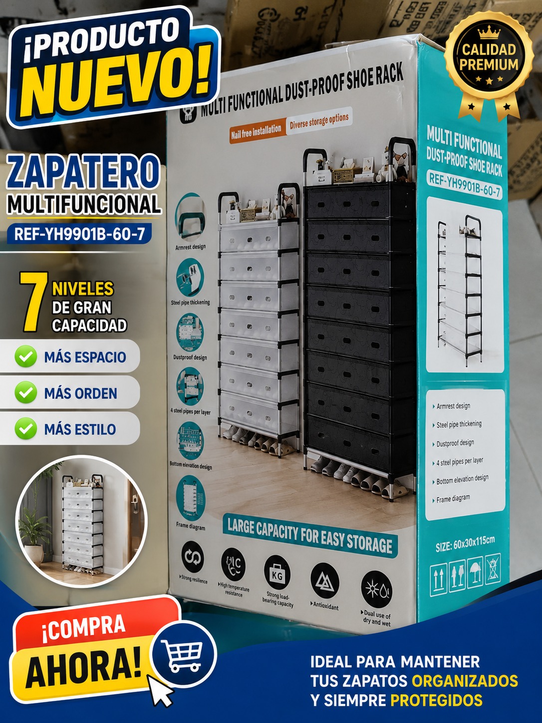 ZAPATERO MULTIFUNCIONAL REF. YH9901B-60-7, imagen 1