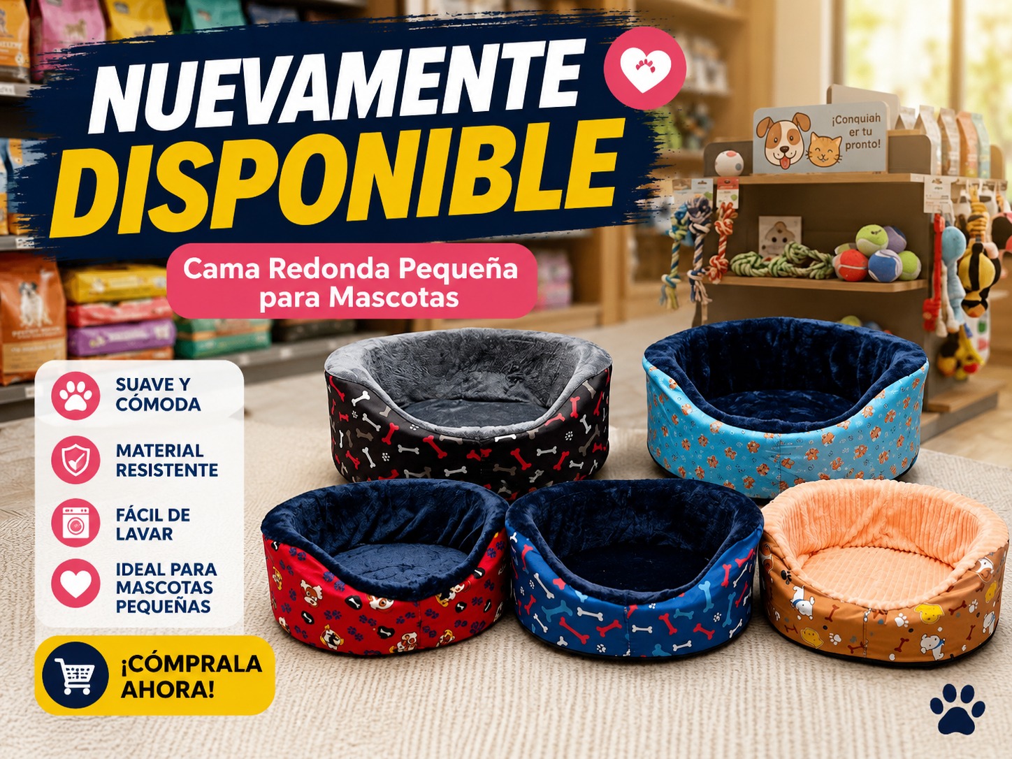 CAMA REDONDA PEQUEÑA PARA MASCOTAS, imagen 1
