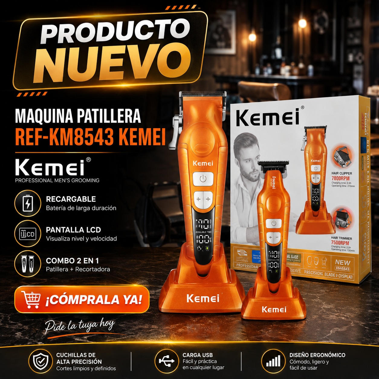 MAQUINA PATILLERA KEMEI REF. KM8543, imagen 1