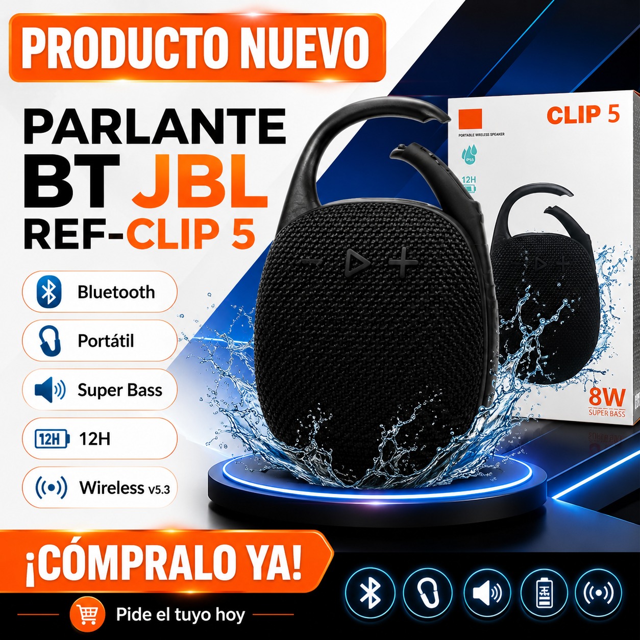 PARLANTE BT JBL REF. CLIP 5, imagen 1