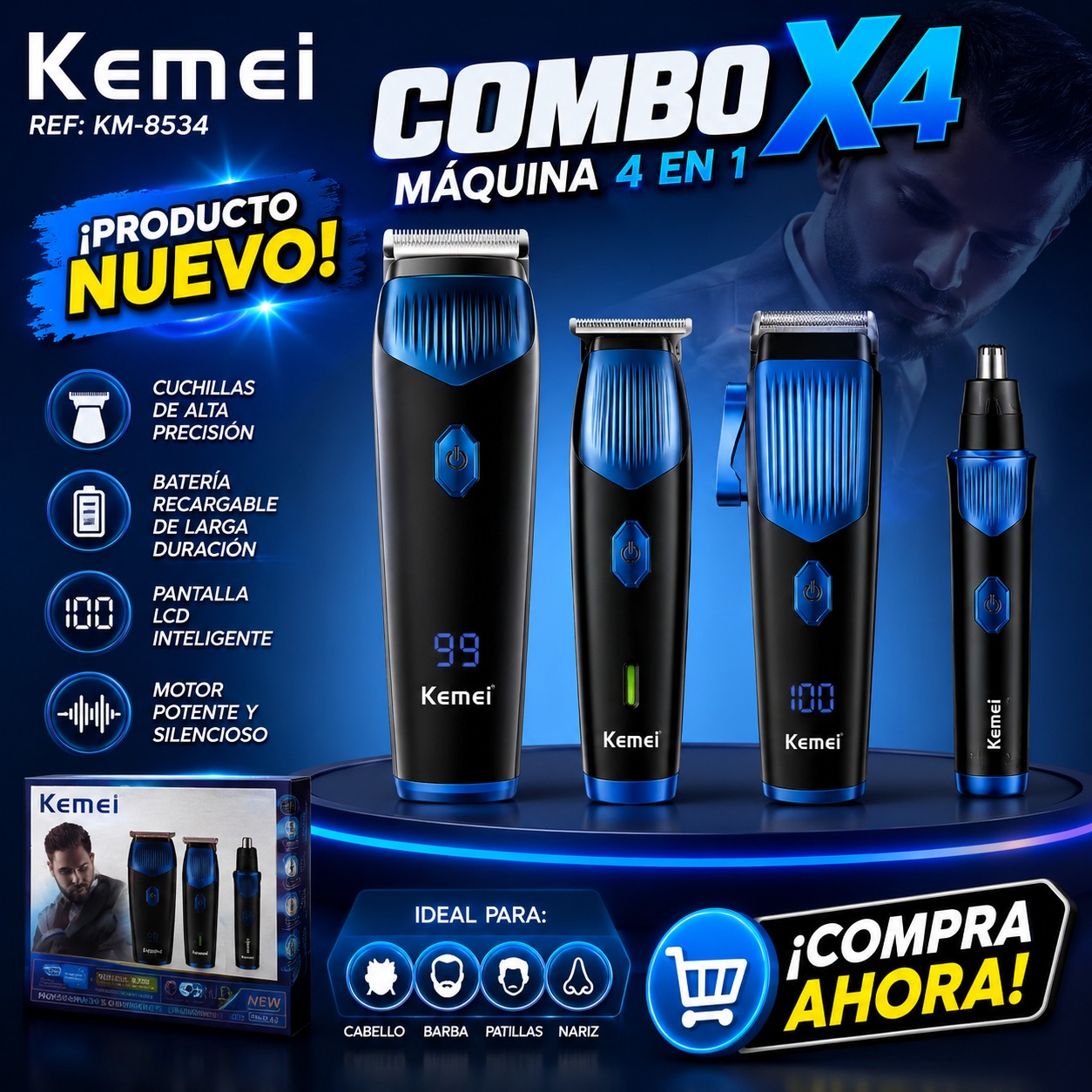 MAQUINA X4 KEMEI REF. KM8534, imagen 1
