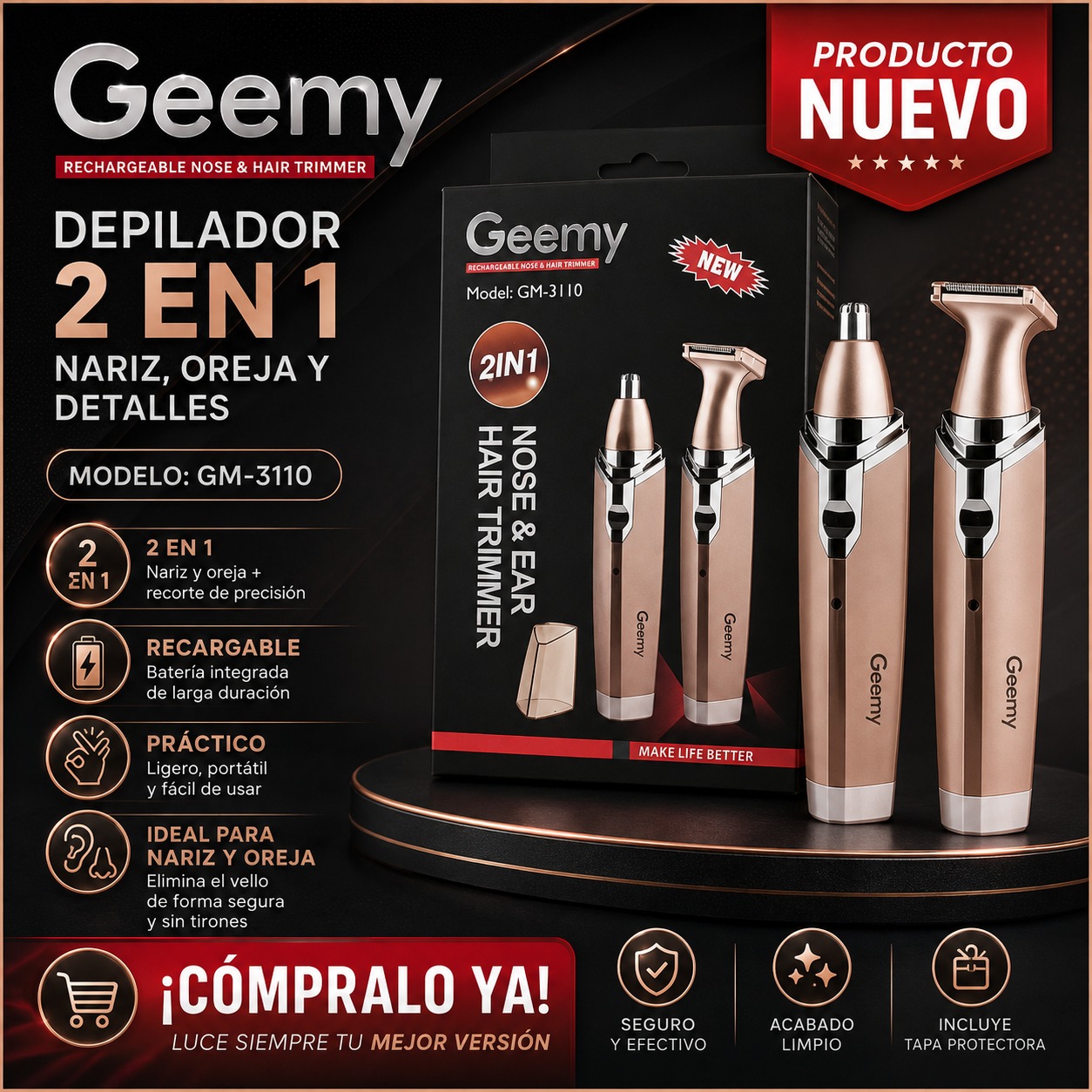 DEPILADOR 2 EN 1 GEEMY REF. GM3110, imagen 1