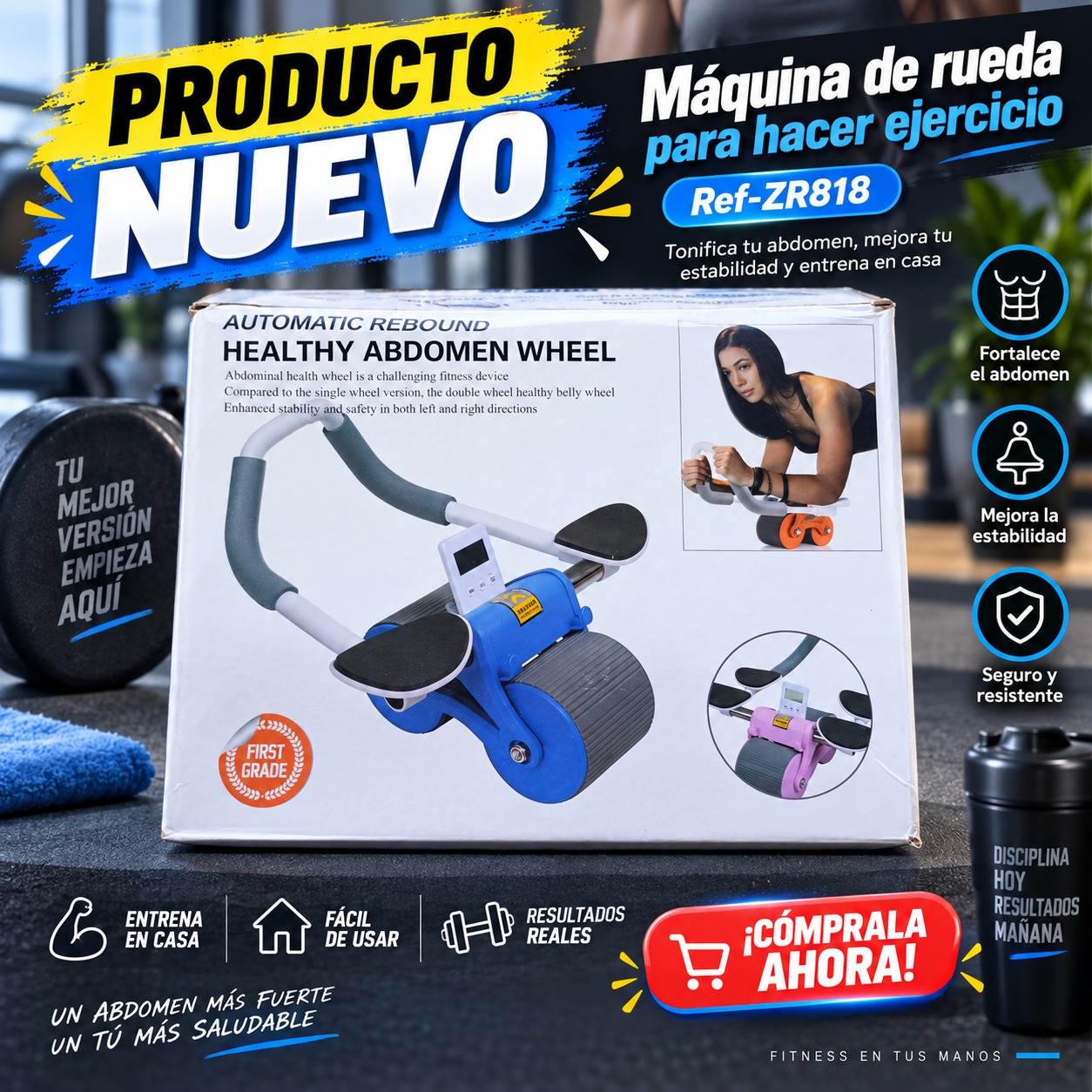 MAQUINA DE RUEDA PARA HACER EJERCICIO ZR818 RYL010, imagen 1