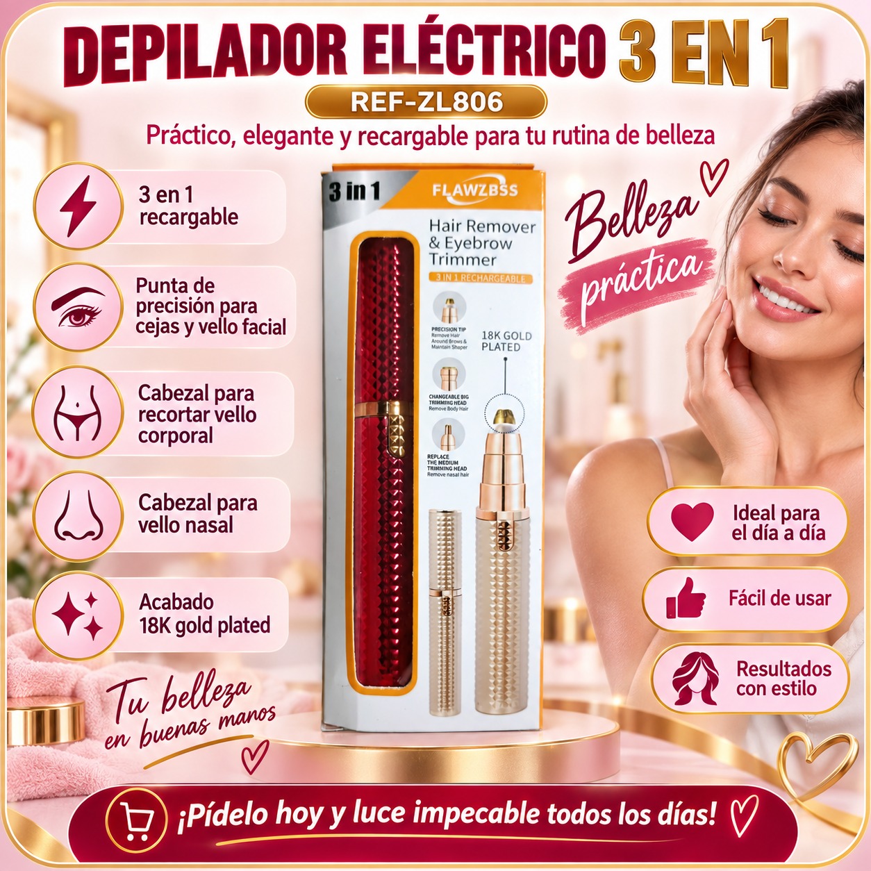 DEPILADOR ELECTRICO 3 EN 1 REF-ZL806, imagen 1
