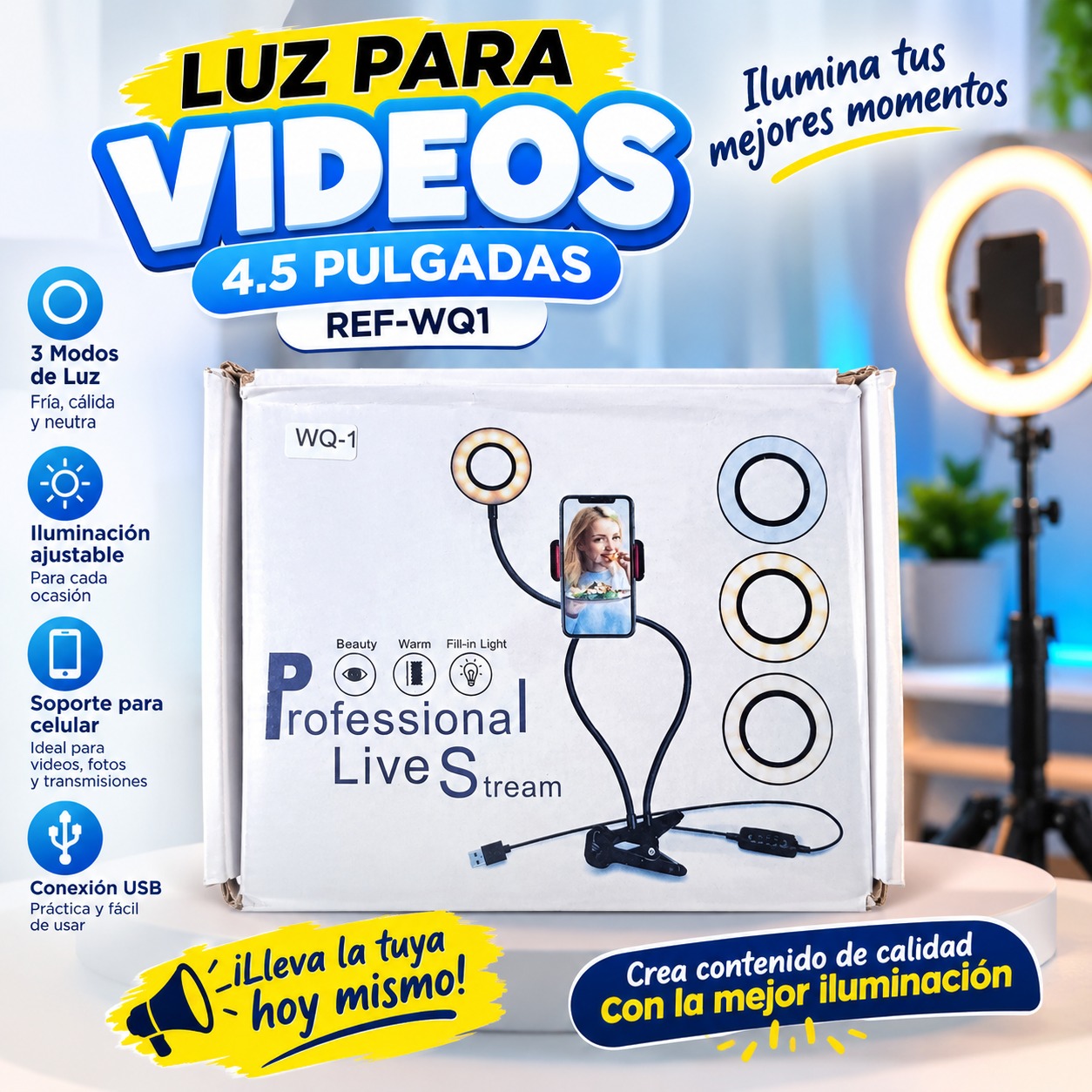 LUZ PARA VIDEOS 4.5 PULGADAS REF-WQ1, imagen 1