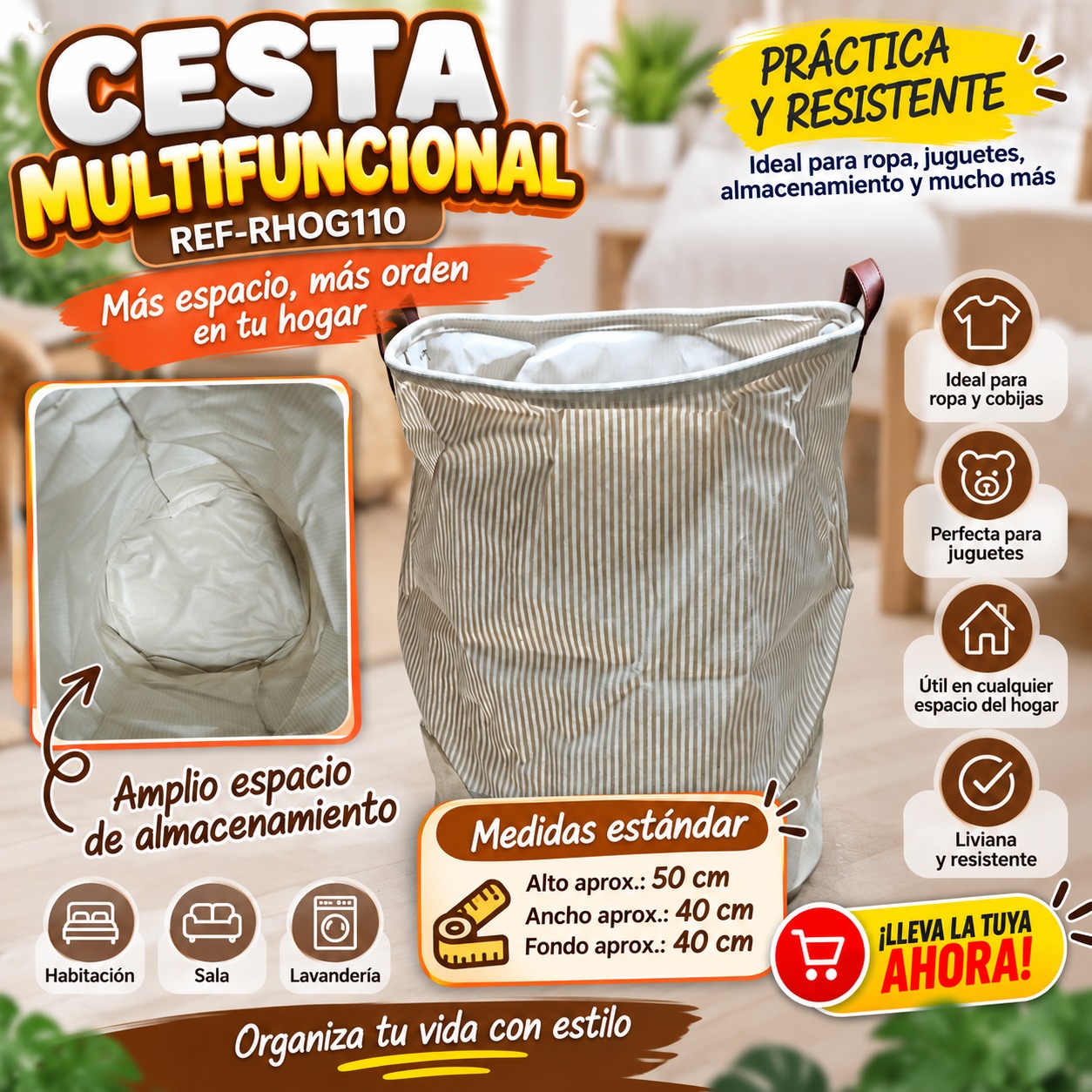 CESTA PARA ROPA SUCIA RHOG110, imagen 1