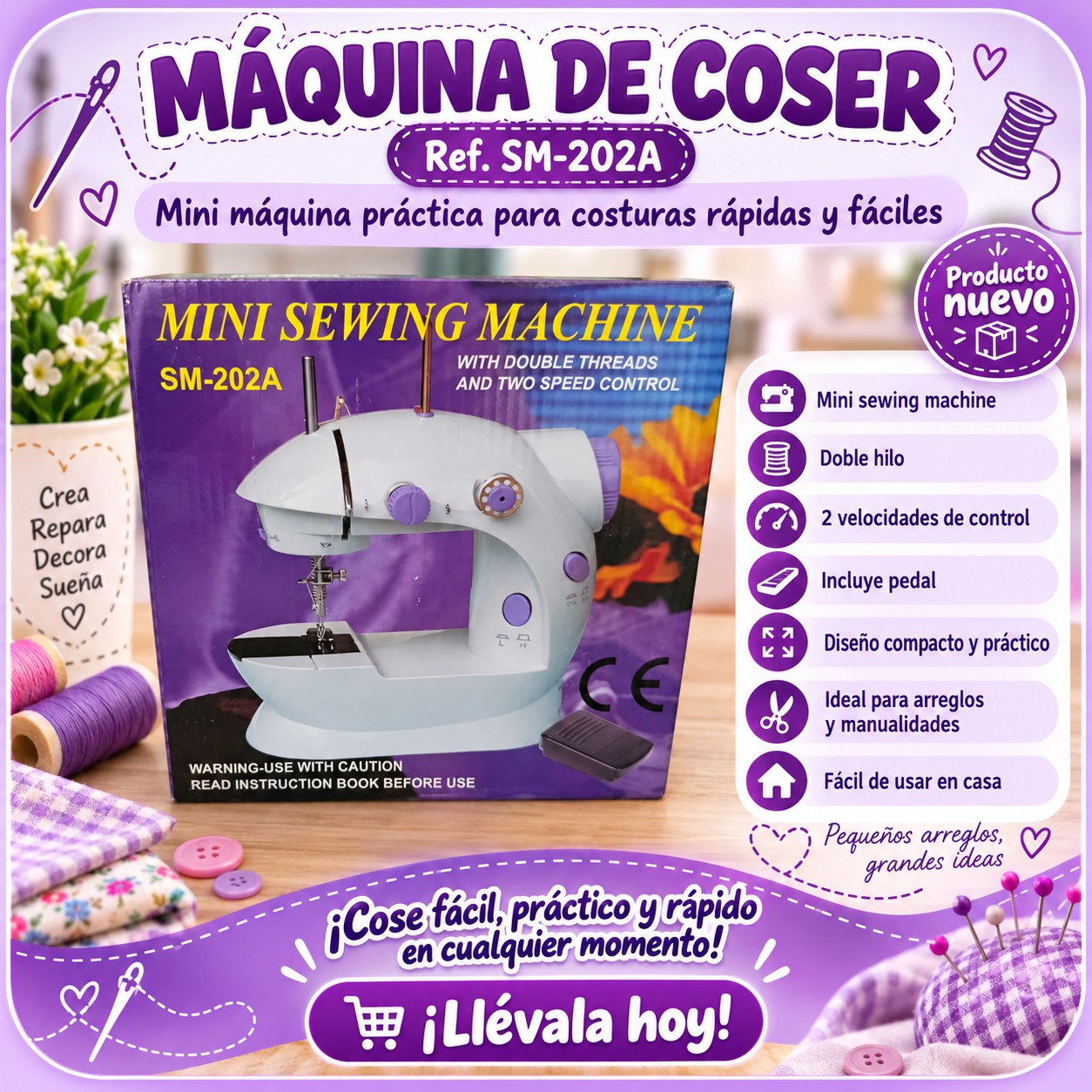 MAQUINA DE COSER REF-SM202A, imagen 1