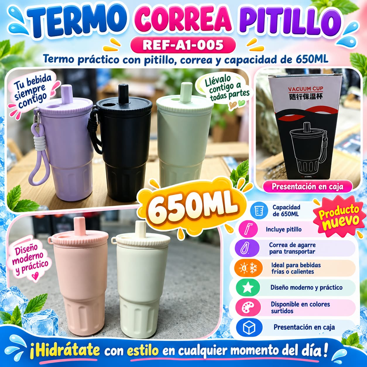 TERMO CORREA CON PITILLO 630ML A1 005, imagen 1