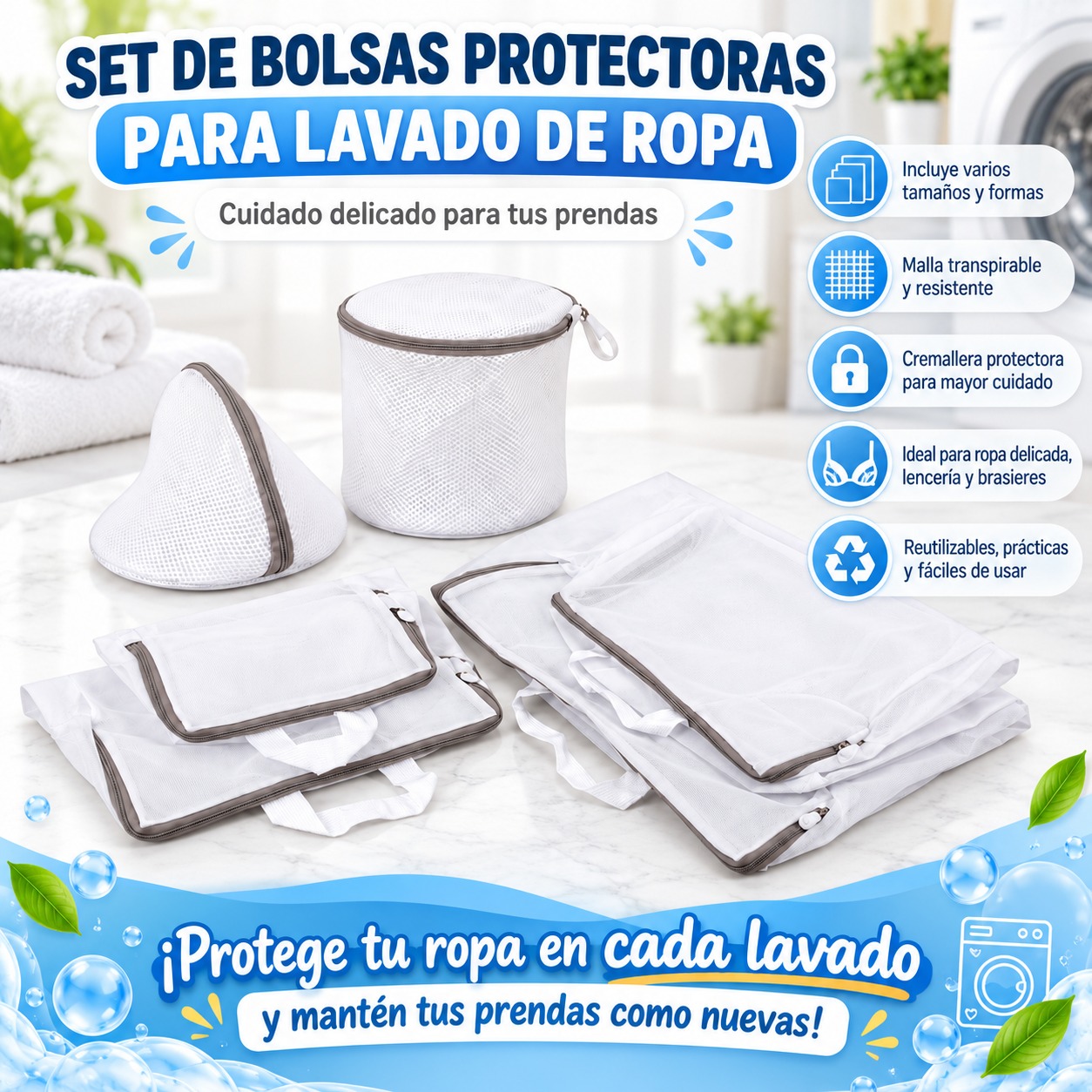 SET DE BOLSAS PROTECTORAS PARA LAVADO DE ROPA REF-RHOG146, imagen 1