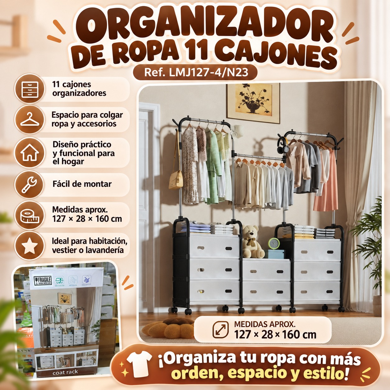 ORGANIZADOR DE ROPA 11 CAJONES REF-LMJ127-4/N23, imagen 1